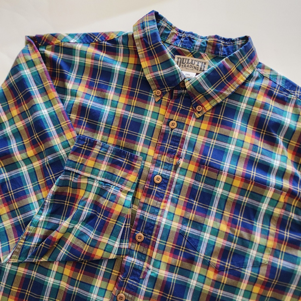 Duluth multi color bright long sleeve button front shirt mens‎ size 2XL